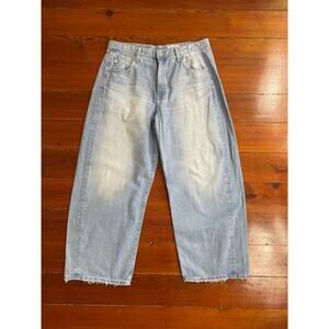 AG Hattie High Rise Barrel Jeans Light Wash Raw Hem Size 31